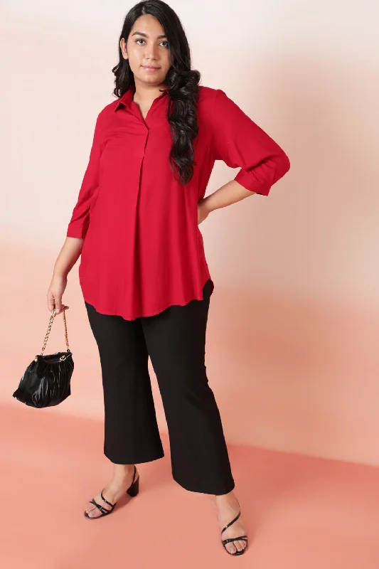 Trend Leading Collection Red Centre Pleat Top