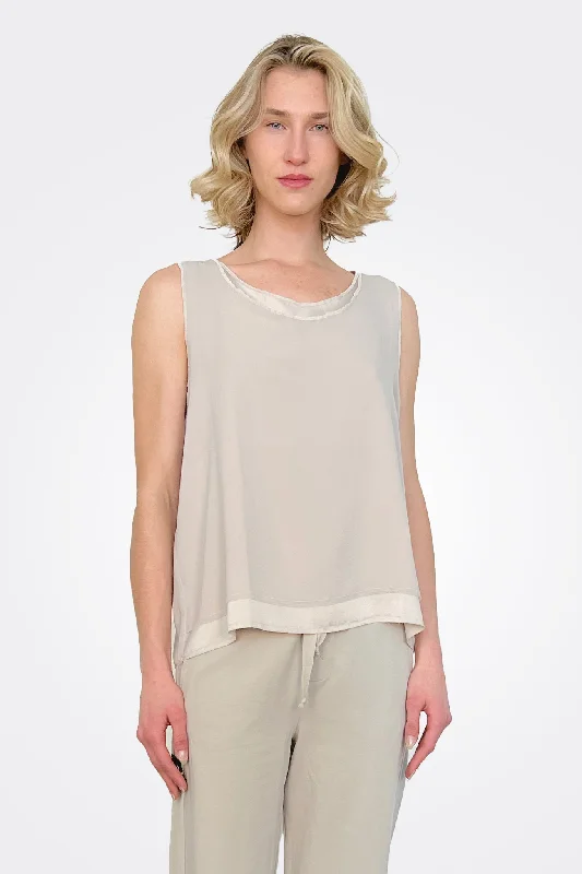 Timeless Classics Silk Georgette Top - Stone