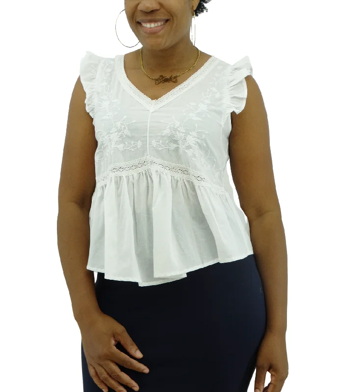 Women's Online Boutique 412290014B, Praga - Ladies Cotton Top- White (S-L)