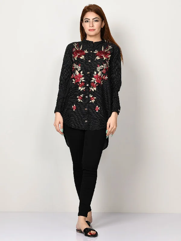 Modern Casual Clothing Embroidered Top