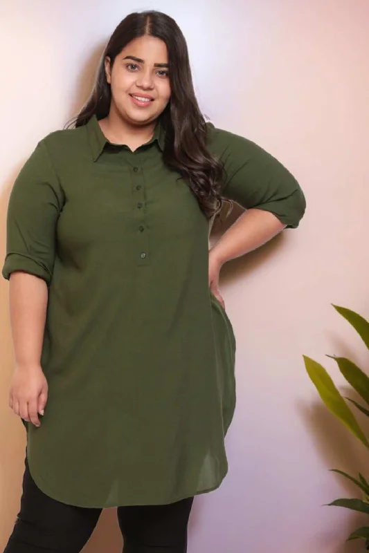 Save Big Plus Size Olive Longline Shirt