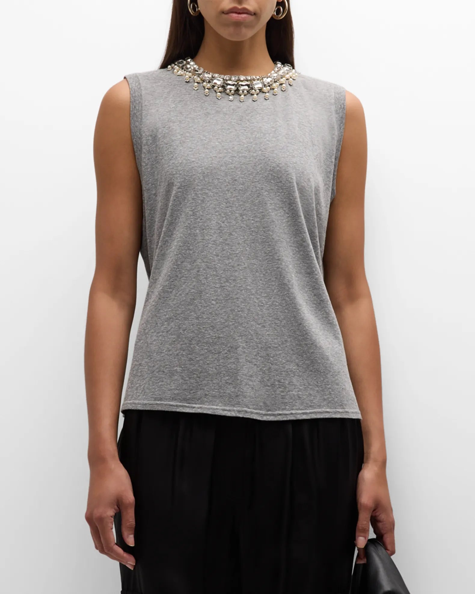 Sophisticated Outfits Brielle Embellished Top - Heather Grey