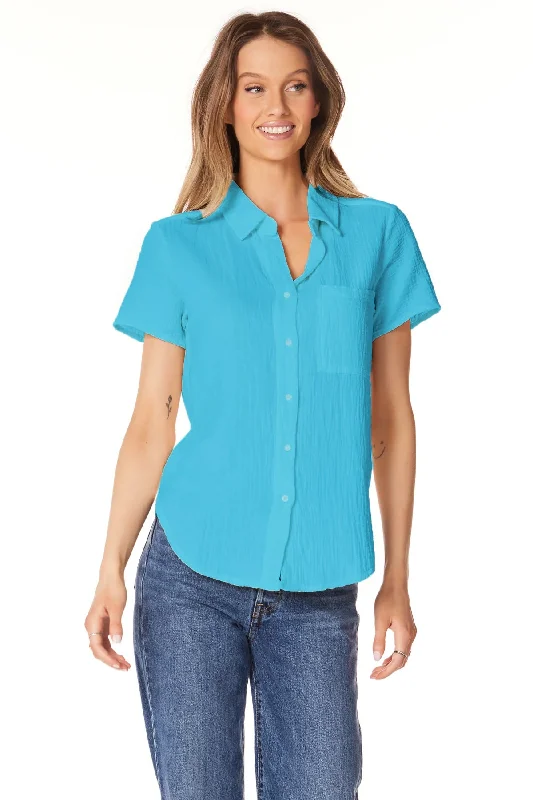 Exclusive Discount Button Front Collar Shirt - Mermaid