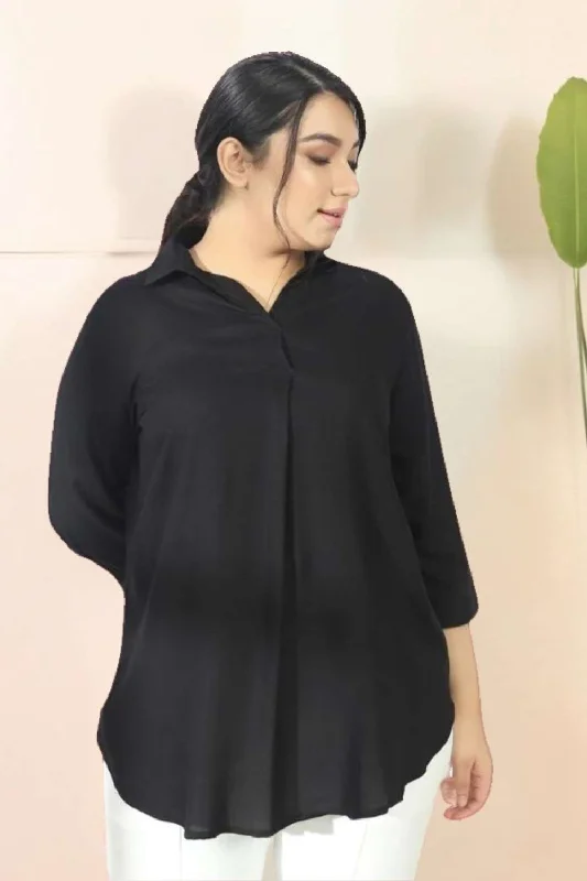 Weekend Exclusive Black Centre Pleat Top
