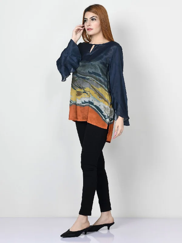 Graceful Fashion Printed Silk Top