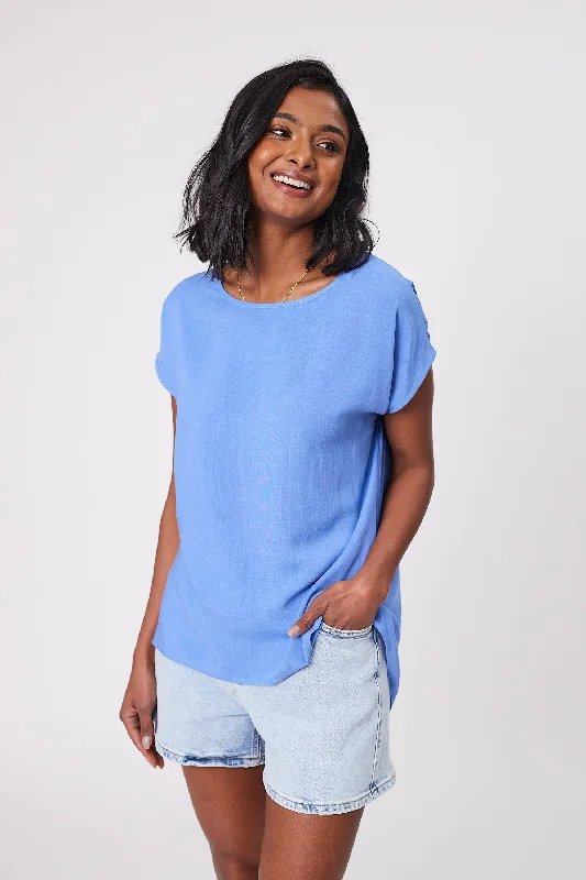 Seasonal Sale Shine On Label Hi Lo Top Cornflower Blue