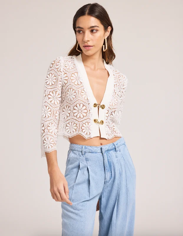 Chic Outfits Noella Lace Top - White