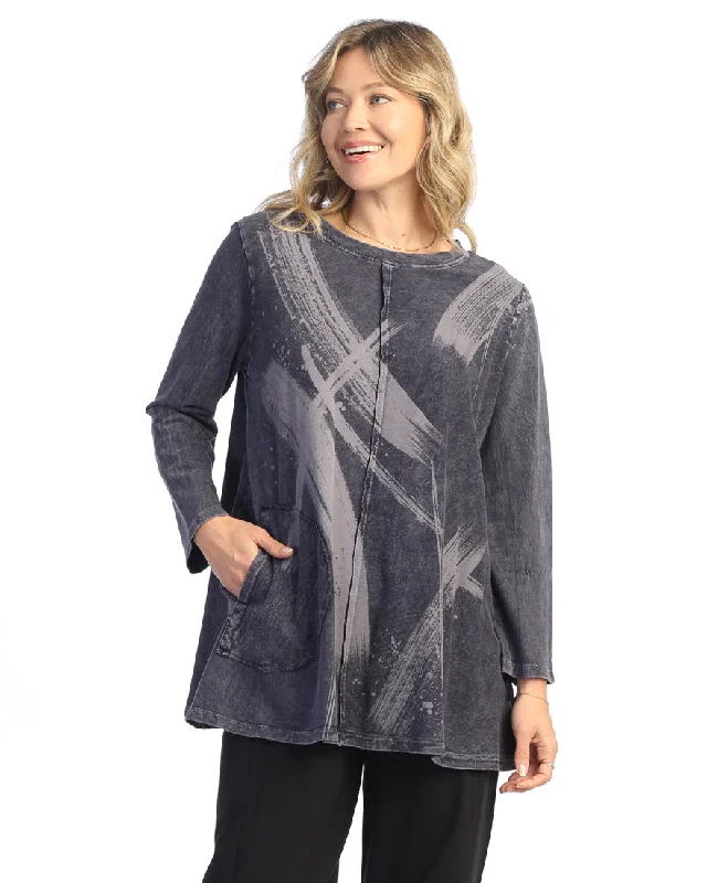 Trendy Women's Wear "Drama" Mineral Washed French Terry Top - M121-2027