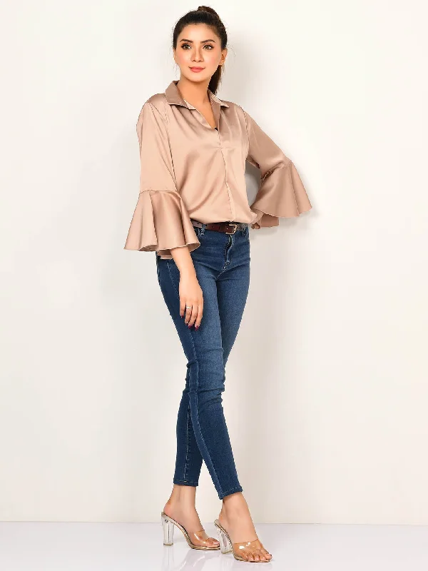 Seasonal Trends Flare Sleeved Silk Top