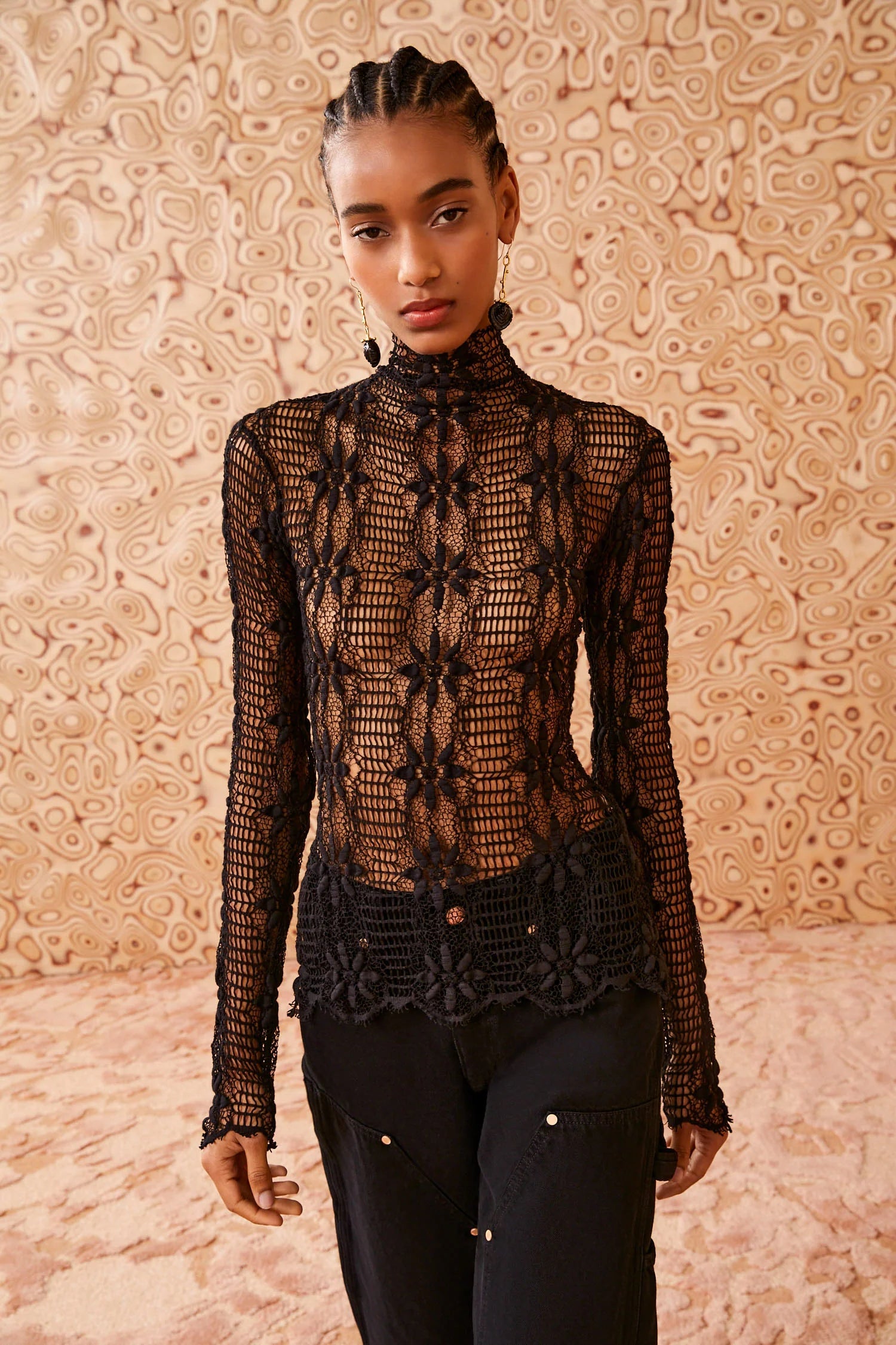 End of Season Sale Amal Lace Top - Noir