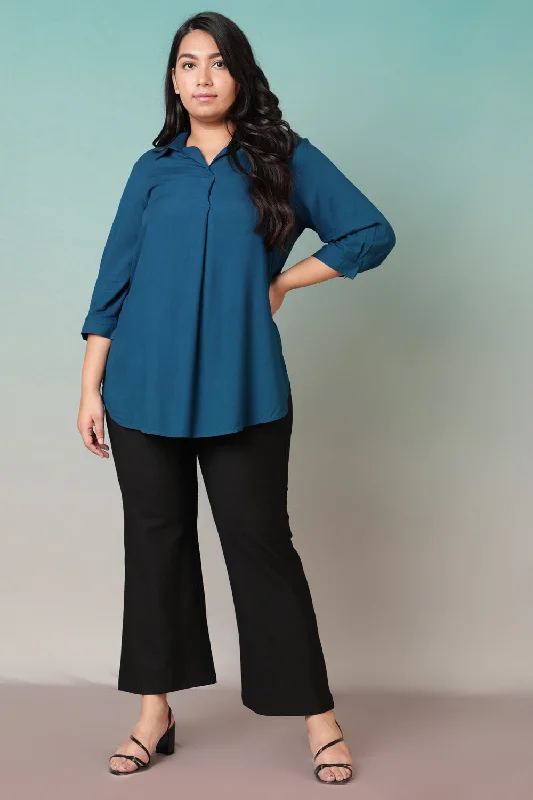 Weekend Exclusive Teal Centre Pleat Top