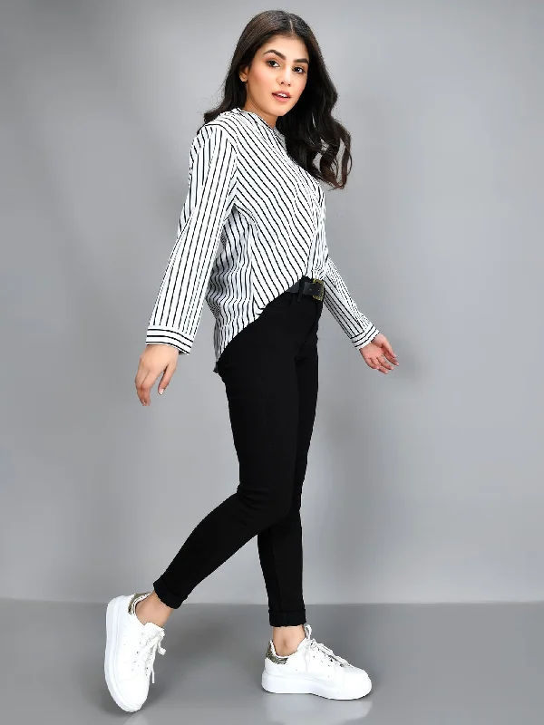 Save Big Striped Grip Shirt - White