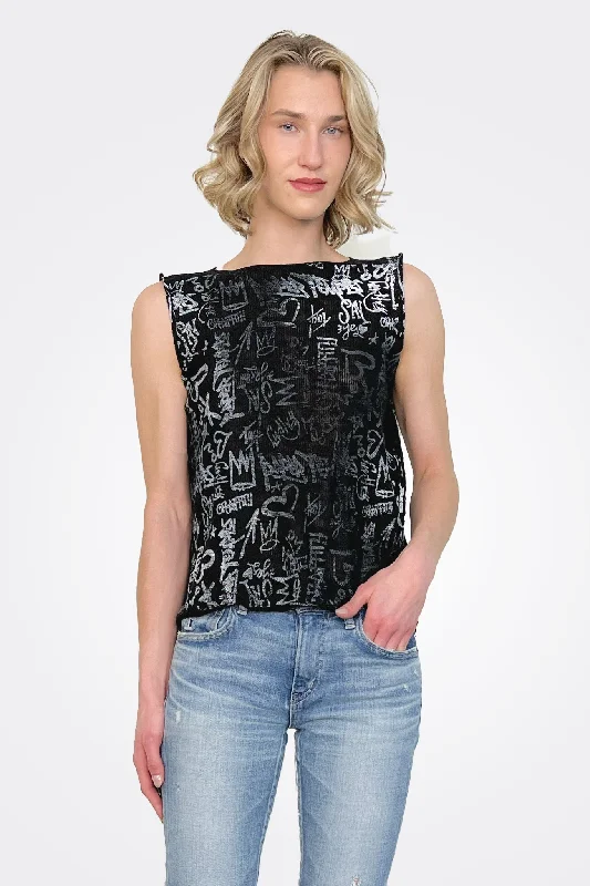 Stylish Looks Openback Ombre Graffiti - Black