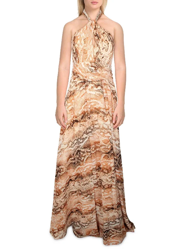 Wardrobe Upgrade Womens Chiffon Halter Maxi Dress
