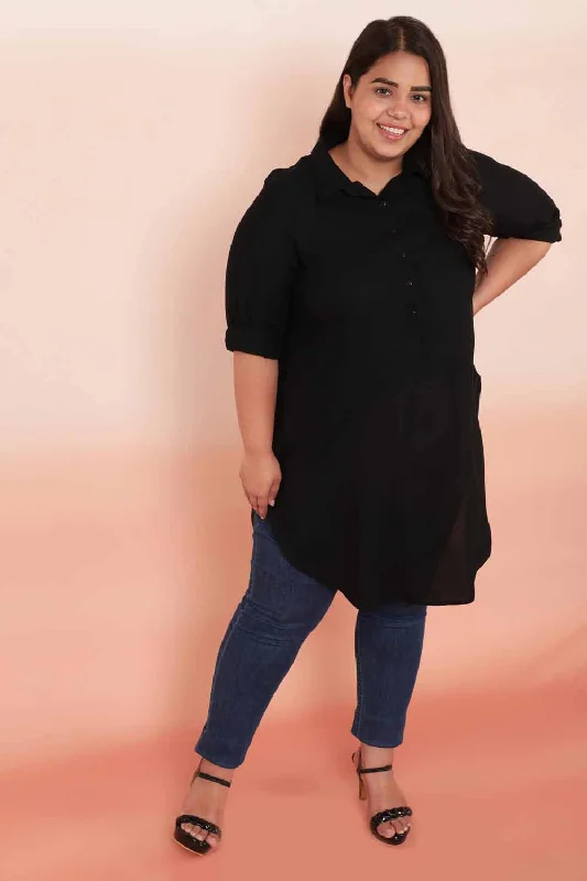 Fashion Forward Black Longline Shirt