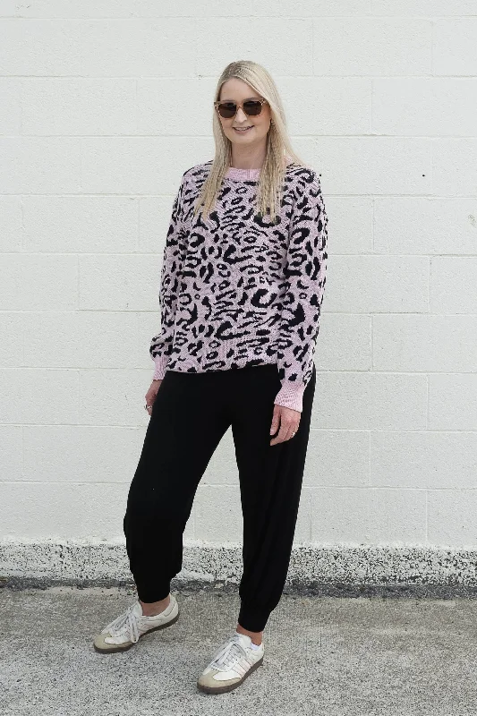 Relaxed Style Long Animale Jersey - Pink