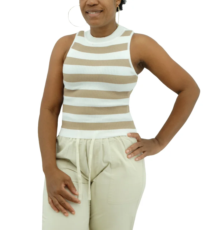 Women's Clothing Boutique 412280093RCHO, Only You - Ladies High Neck Knit Strip Top