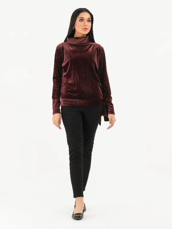 Summer Sale Turtle Neck Velvet Top