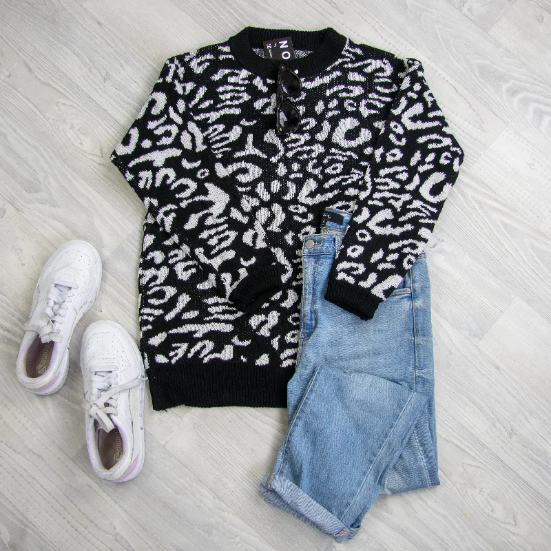 Comfortable Clothes Long Animale Jersey - Black