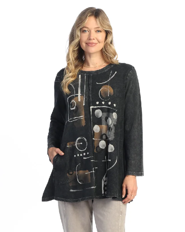 Boho Chic Fashion "Scribbles" Mineral Washed French Terry Top - M121-2025