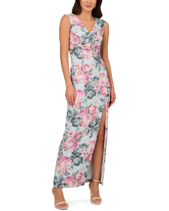 Women's Clothing Sets Adrianna Papell Metallic Jacquard Long Dress