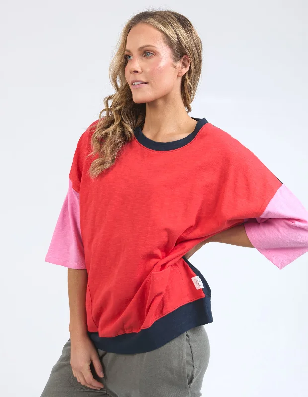 Fashion Essentials Elm Mazie Colour Block Sweat Bittersweet/Strawberry Pink/Navy