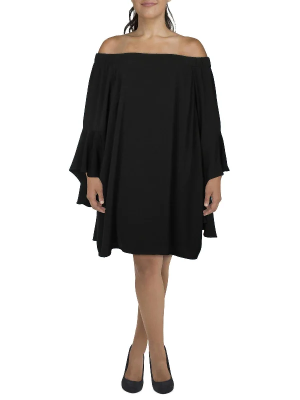 Women's High Street Fashion Plus Womens Flared Sleeves Short Fit & Flare Dress