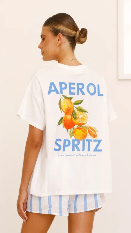 Chic Outfits Aperol Shirt and Shorts Set - Blue/White