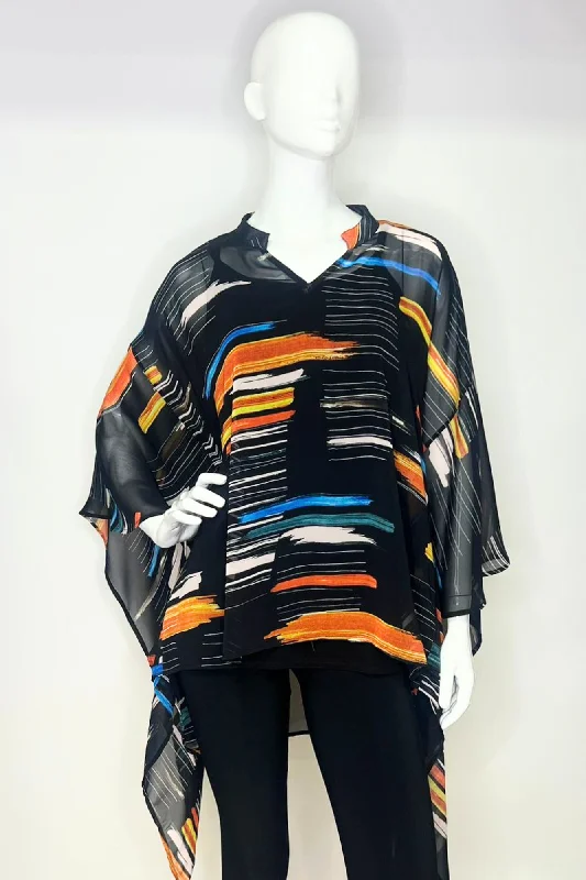 Free Spirited Fashion Multi Geo 2 Size Print Women's Sheer Float Top | Maya