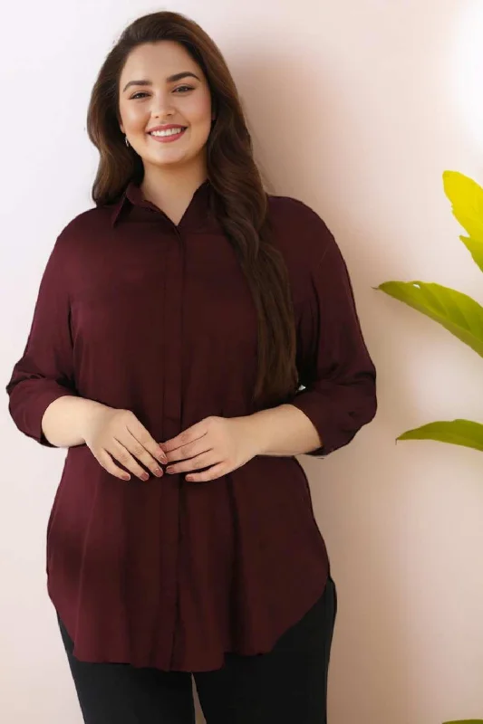 Clearance Event Plum Round Hemline Shirt