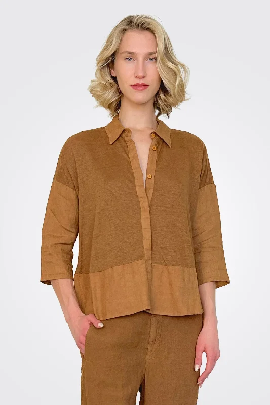 Online Boutique Clothing Linen Jersey Shirt - Rust