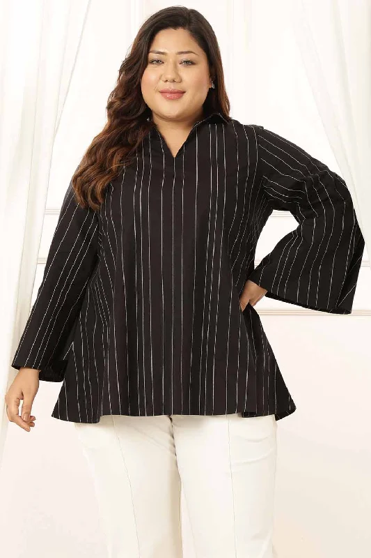Stylish Savings Plus Size Black Stripe Top