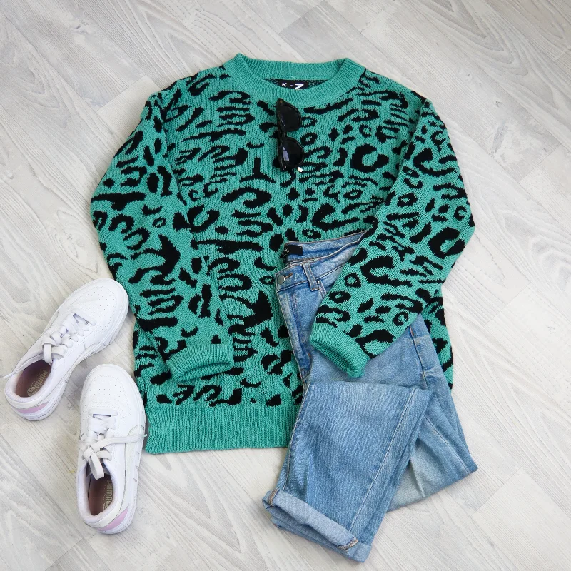 Trendy Women's Wear Long Animale Jersey - Seafoam