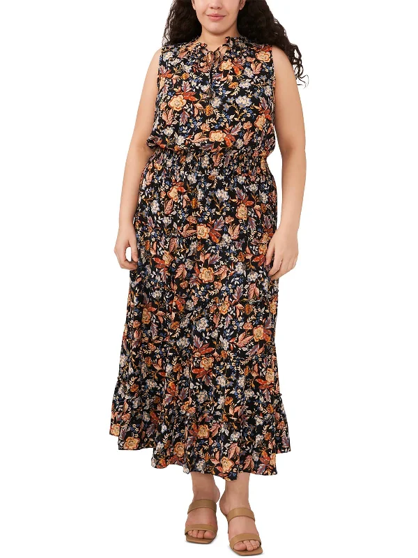Trendy Women's Apparel Plus Womens Floral Print Rayon Maxi Dress