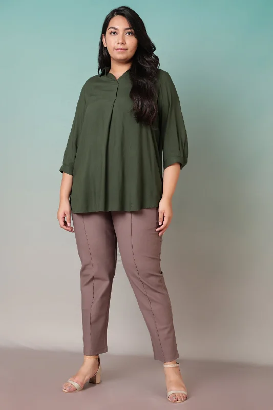 Seasonal Sale Olive Centre Pleat Top