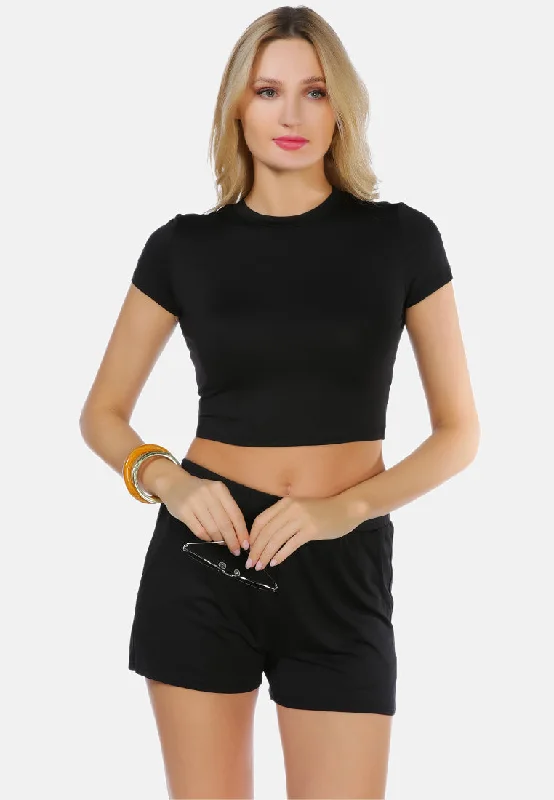 End Of Season Sale Casual Line Crew Neck Solid Top