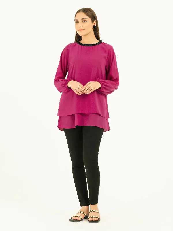 Elegant Clothing Embellished Chiffon Top