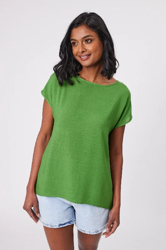 Eclectic Fashion Shine On Label Hi Lo Top Sage Green