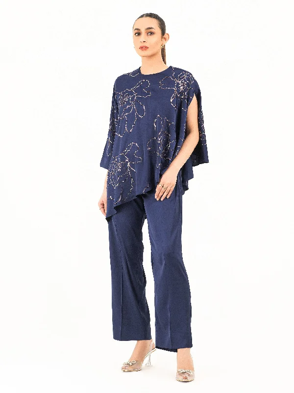Chic Styles 2 Piece Silk Suit- Embellished Set