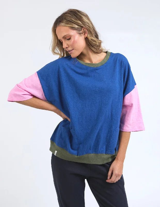 VIP Member Discount Elm Mazie Colour Block Sweat China Blue/Pretty Pink/Clover