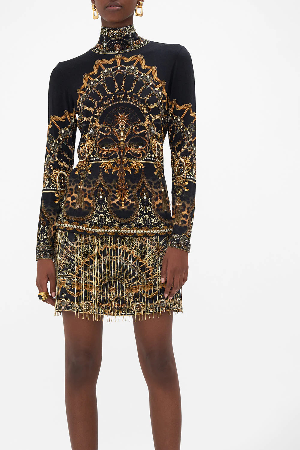 Evening Elegance Jersey Turtleneck - Masked at Moonlight