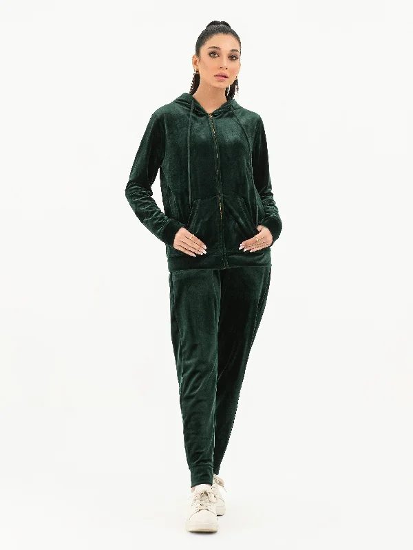 Sporty Streetwear Velvet Co-Ord Set