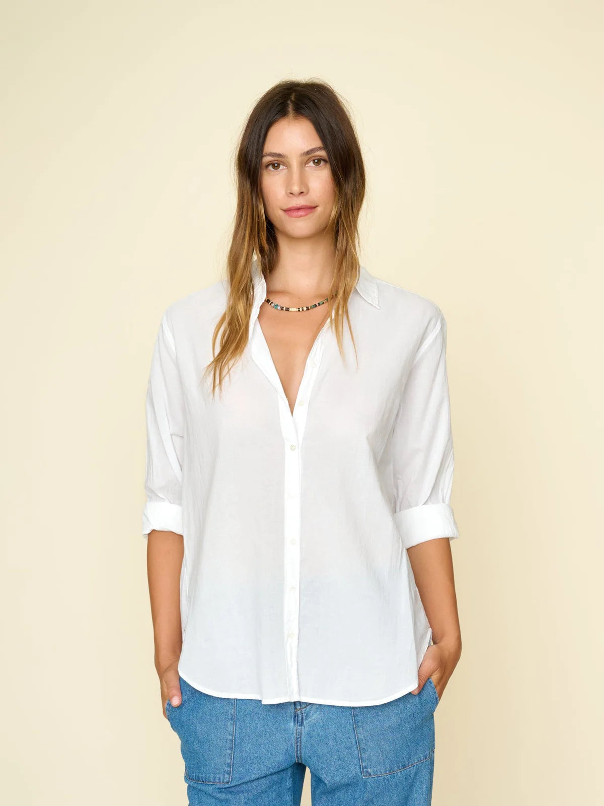 Minimalist Style Beau Cotton Shirt - White