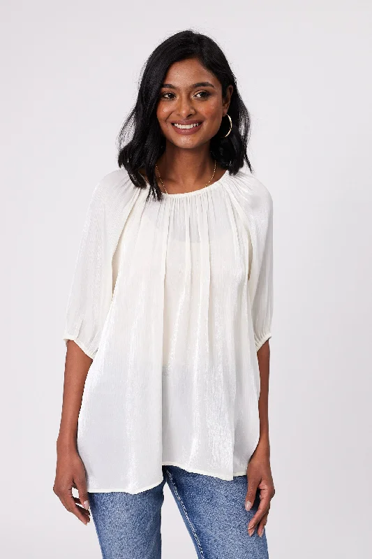 Quality Wear Gloss by Shine On Klein Crinkle Sheer Top Ivory