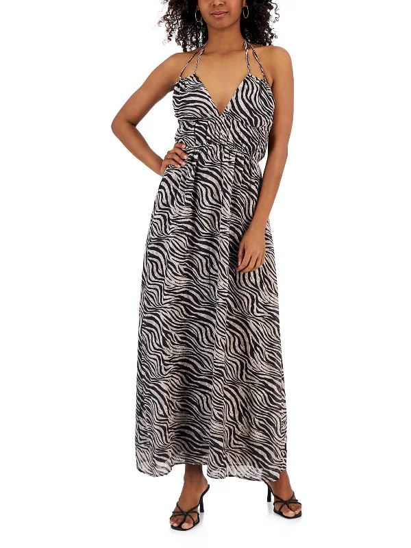 Classic Women's Clothing Styles Womens Animal Print Textured Maxi Dress