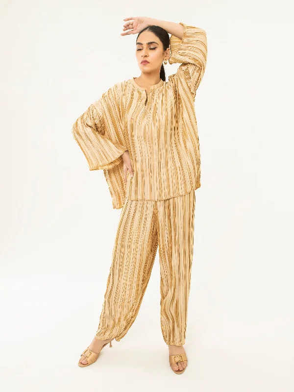 Women's Urban Fashion Pleated Silk Co-Ord Set