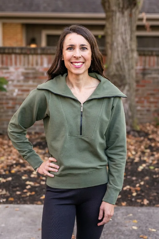 Rocker Chic Fashion Athletic Half-Zip