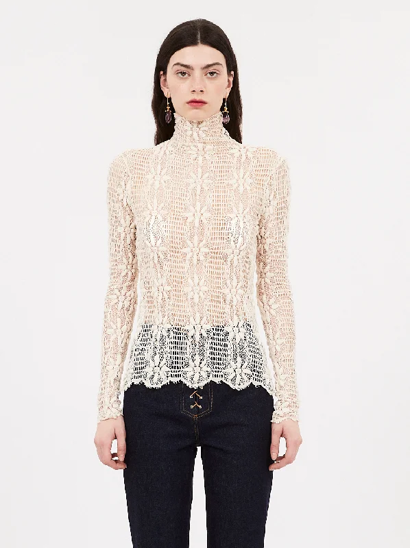 Rocker Chic Fashion Amal Lace Top - Pristine