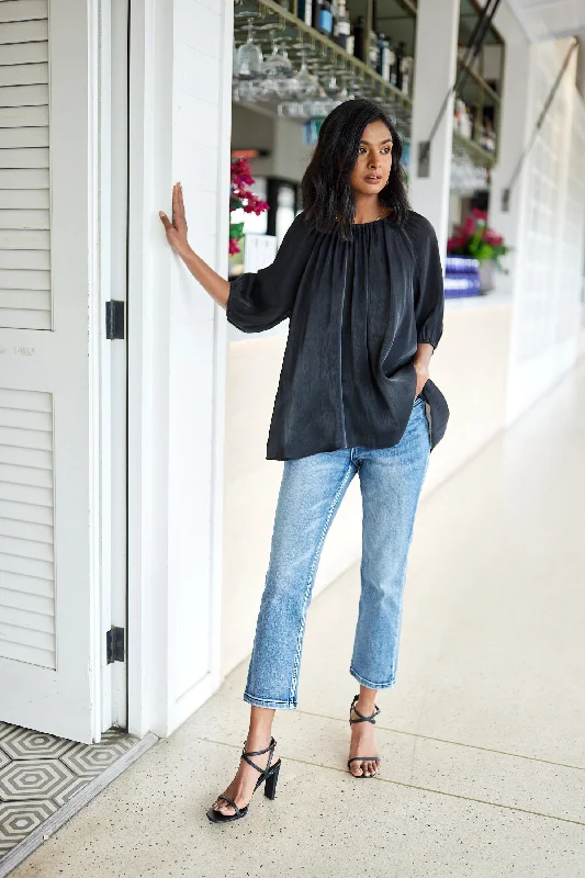 Holiday Glam Gloss by Shine On Klein Crinkle Sheer Top Black