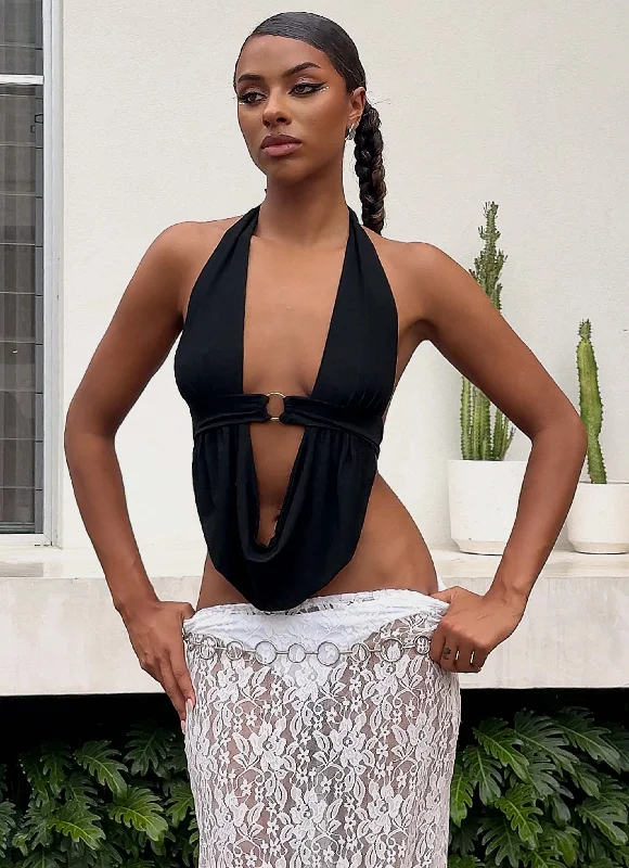 Winter Wardrobe Clearance Island Hues Halter Top - Black